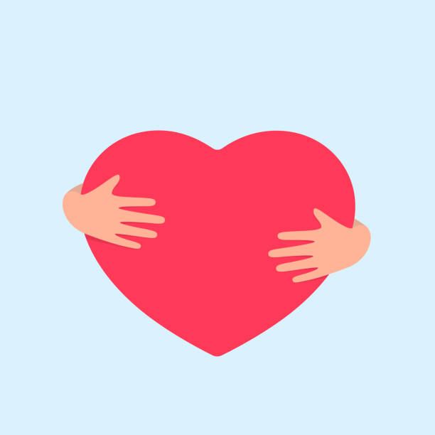 ilustraciones, imágenes clip art, dibujos animados e iconos de stock de ilustración de la forma del corazón en las manos - abrazo