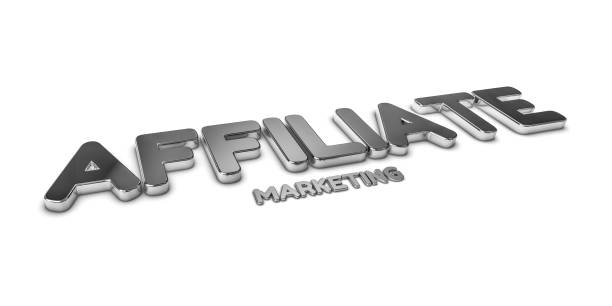istock Affiliate Marketing Silver Metallic Letters - 3D Render Illustration - Isolated On White Background 1348953541