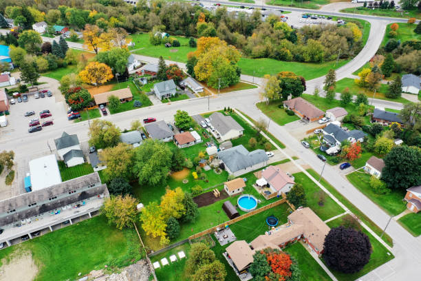 istock Aerial view of Arthur, Ontario, Canada in fall 1348954126
