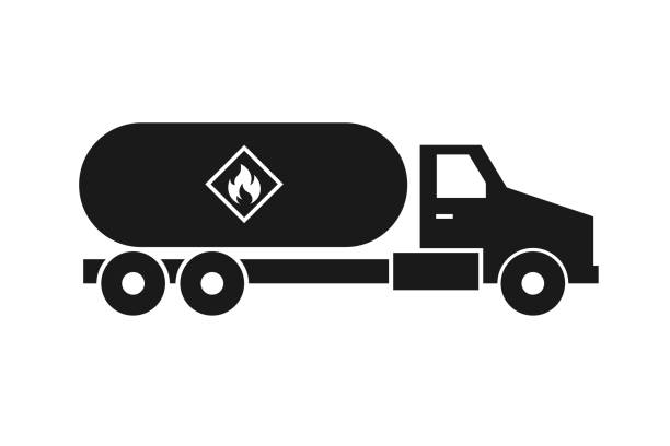 ilustrações, clipart, desenhos animados e ícones de ícone da silhueta do caminhão de propano - truck semi truck silhouette vector