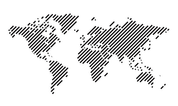egyszerű egyenes vonal üzleti térkép a világ, vektor háttér - kelet afrika témájú stock illusztrációk