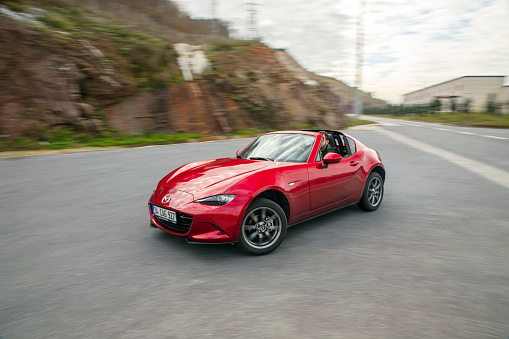 Istanbul, Turkey - January 4 2020 : Mazda MX-5, is a lightweight two-seater roadster with a front-engine, rear-wheel-drive layout.