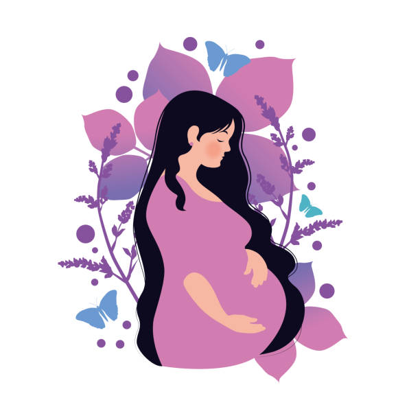 Pregnancy Future Mother Care Positive Emotion Beautiful Vector Illustration of a Future Mother Pregnancy with Care Positive Emotion family planning together stock illustrations