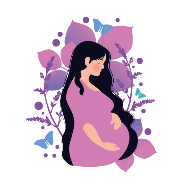 Pregnancy Future Mother Care Positive Emotion Beautiful Vector Illustration of a Future Mother Pregnancy with Care Positive Emotion pregnancy test kit stock illustrations