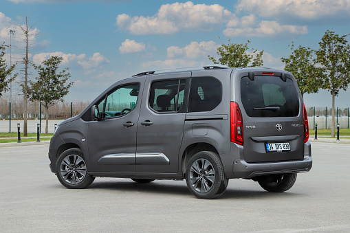 Istanbul, Turkey - March 29 2021 : Toyota Proace City is a new compact van, developed in collaboration with Group Psa.
