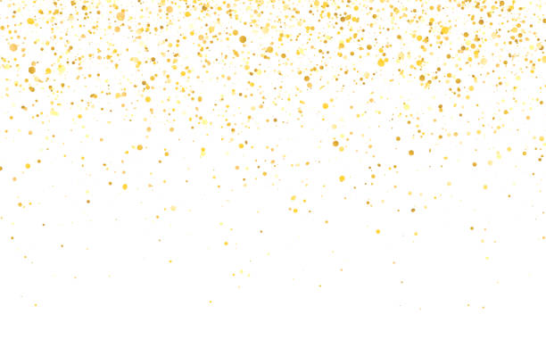 gold glitzerndes glänzendes urlaubskonfetti auf weißem hintergrund. vektor - konfetti stock-grafiken, -clipart, -cartoons und -symbole