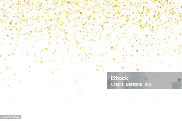 Gold Glitter Shiny Holiday Confetti On White Background Vector-vektorgrafik och fler bilder på Konfetti