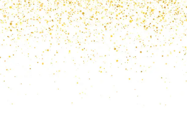 Vector illustration of Gold glitter shiny holiday confetti on white background. Vector