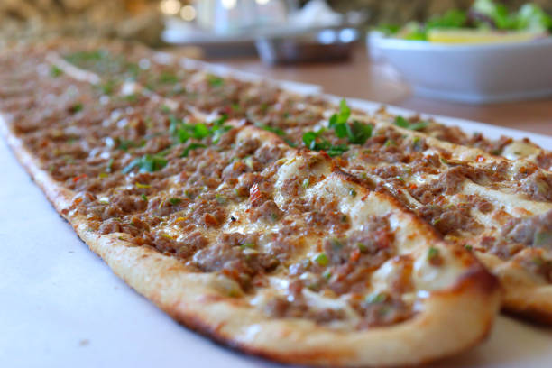istock Turkish traditional minced meat pitta, etliekmek, Konya, Turkey 1348976832