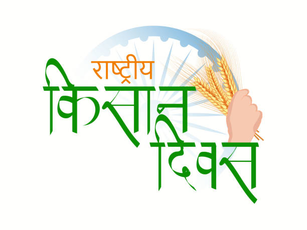 Indian farmers day. Rashtriya Kisan diwas Vector illustration for Indian farmers day. Rashtriya Kisan diwas written in Hindi which means National farmers day. bullock cart india stock illustrations