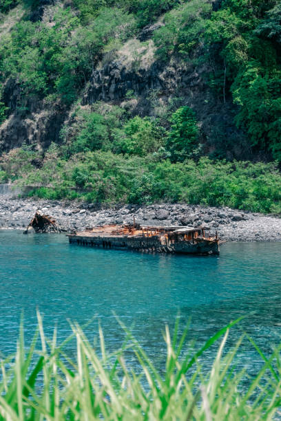 istock shipwreck on clear blue water, Sao Tome and Principe 1348984985