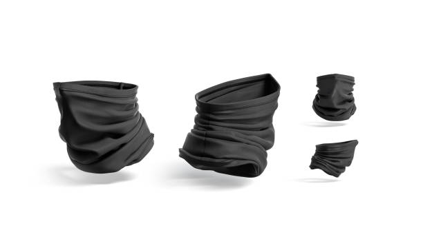 istock Blank black neck gaiter mock up, no gravity, different views 1348985779