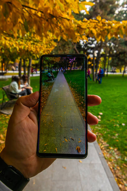 istock Park alley seen over the phone 1348986700