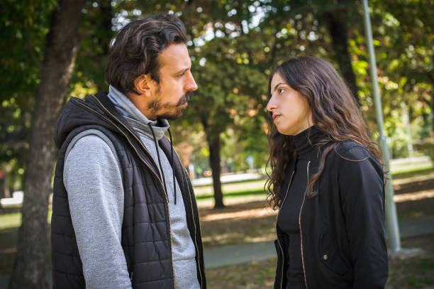 istock Couple in quarrel conflict, argue dissatisfied and try solve problem 1348988388