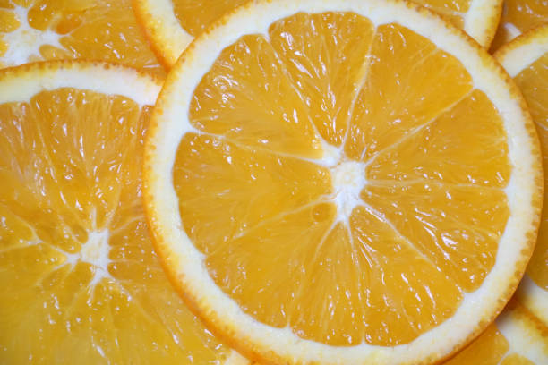 istock Fresh orange background. Top view of orange fruit. 1348993112