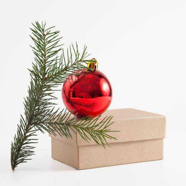 istock Christmas shopping decoration with fir branches on a light background 1349000952