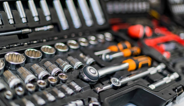 istock Toolkits put up for sale in a hardware store 1349004411