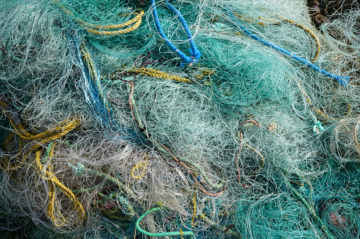 blue fishing nets background or texture