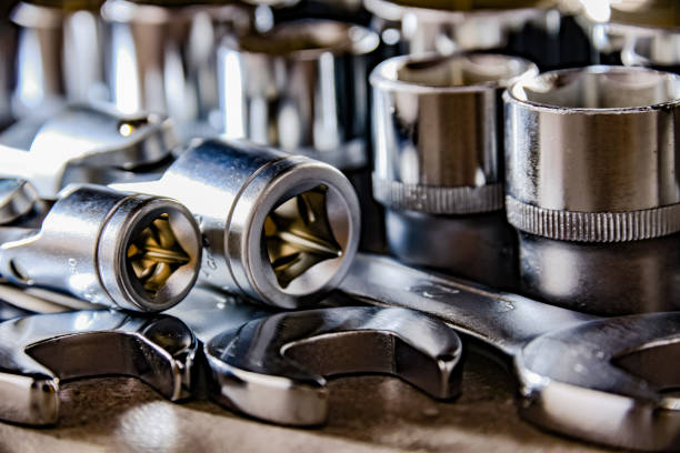 istock Composition with a variety of metal tools 1349005803