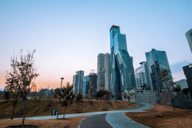 Mexico City, Santa Fe district buildings at sunset