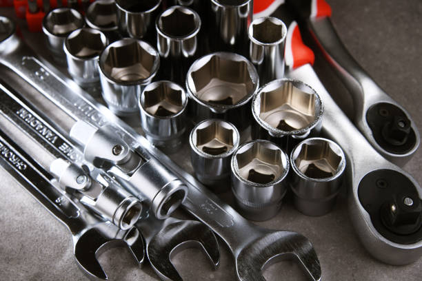 istock Composition with a variety of metal tools 1349006398