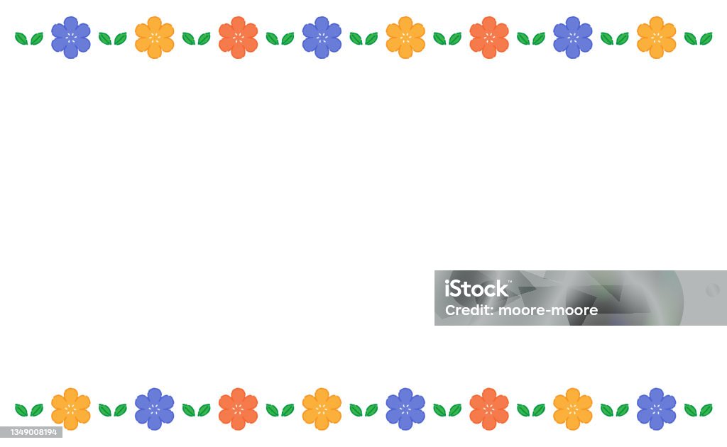 Flower Bottom Frame Colorful Flower Top And Bottom Frame Design Stock Illustration ...