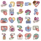 istock Icon Set - Charity And Donation Thin Line Icon 1349008667