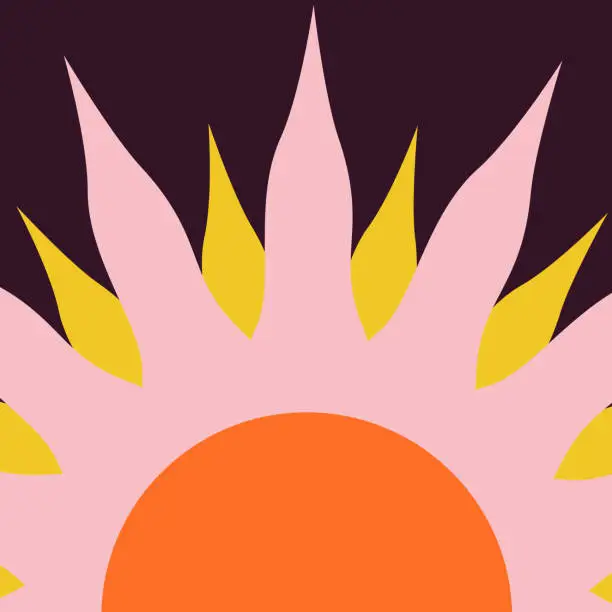 Vector illustration of Half sun vector art.