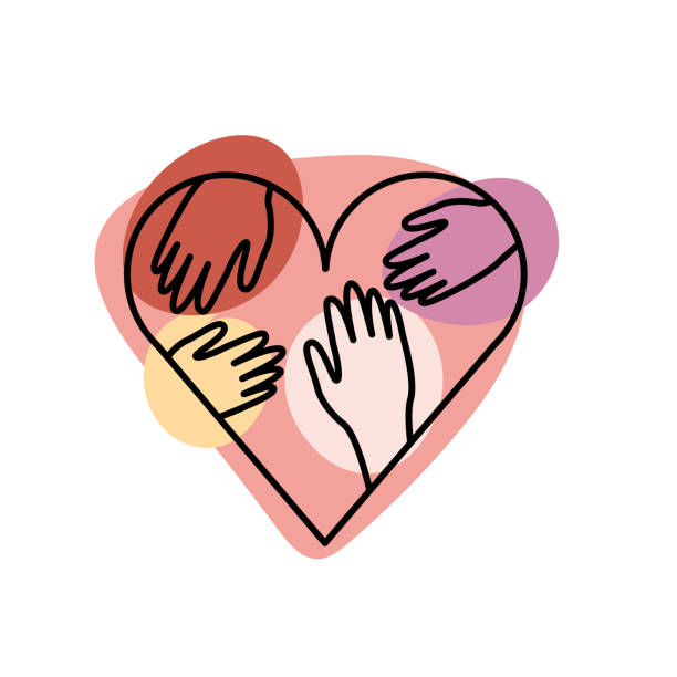 Hand Donation Heart - Charity And Donation Thin Line Icon Colourful thin line design style charity and donation icon. Editable line with blobs of abstract color on a transparent background. giving tuesday stock illustrations