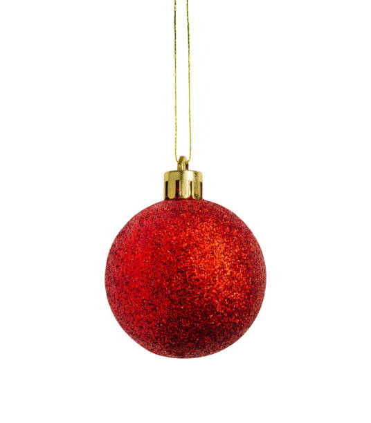 istock Red Christmas ball isolated on white background 1349010994