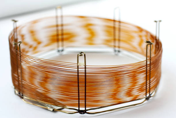 capillary column for gas chromatographic analysis. equipment for analytical chemistry in the laboratory. close-up, selective focus