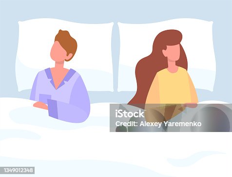 155 Cartoon Of The Romantic Loving Couple Sleep Bed Illustrations & Clip  Art - iStock