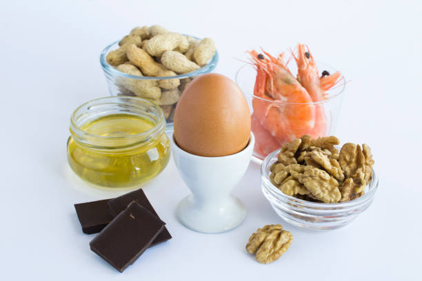 istock Close-up on food allergens on the white background 1349013771