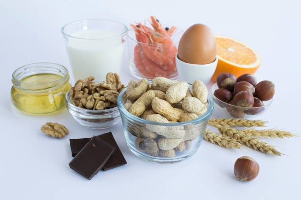 istock Close-up on food allergens on the white  background 1349013948