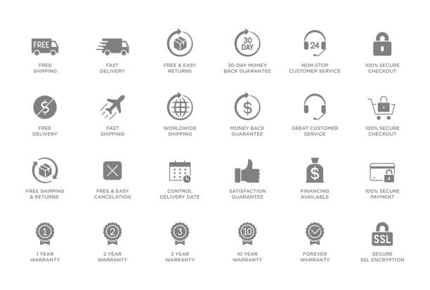 illustrations, cliparts, dessins animés et icônes de e-commerce, jeu d’icônes de ligne d’achat en ligne. concepts de conception graphique modernes, collection d’éléments de contour simples. - passage en caisse