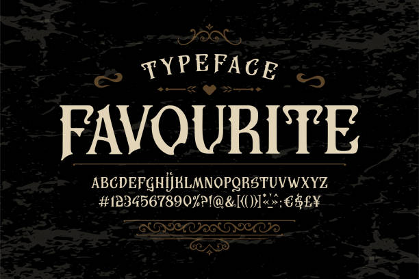 font favorit. vintage-schriftdesign. altes etikett - seeräuber stock-grafiken, -clipart, -cartoons und -symbole