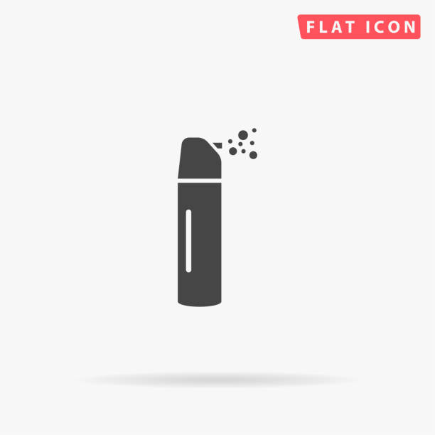 ilustraciones, imágenes clip art, dibujos animados e iconos de stock de icono vectorial plano de pepper spray - pulverizador de pimienta