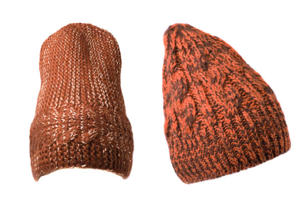istock Women's hat . knitted hat isolated on white background. brown hat 1349019712