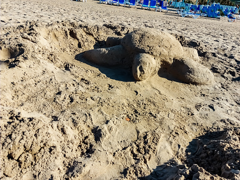 Ras al Jinz beach, the turtle has left the nest, turtle reserve. Oman