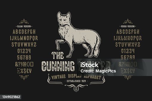 istock Font The Cunning Hunter. Vintage typeface design 1349021862