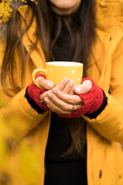 istock Woman drinking tea during hike in autumn. 1349024074