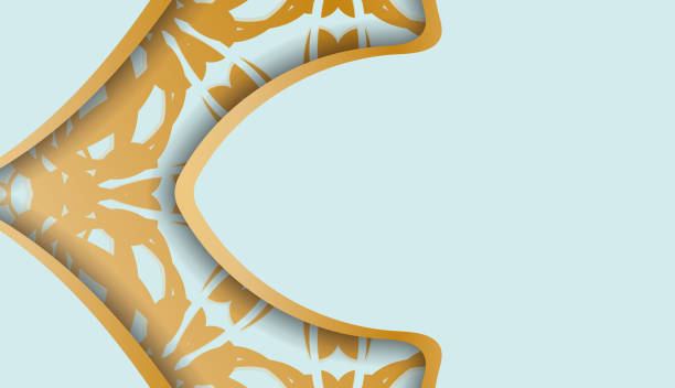 istock Aquamarine background with vintage gold pattern and logo space 1349025040