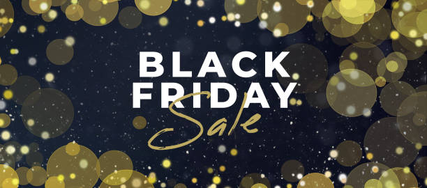 Black Friday sale marketing banner illustration template graphic design for website, email and online shopping advertisement, Black Friday sale letters banner design horizontal template gold bokeh lights on black background diseño de plantilla de ilustración de banner de marketing de venta de black friday para sitio web, correo electrónico y publicidad de compras en línea, diseño de banner de cartas de venta de black friday plantilla horizontal de luces bokeh doradas sob