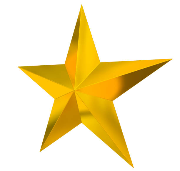 istock 5 point star - Christmas Star - golden single isolated on white - 3d rendering 1349032132