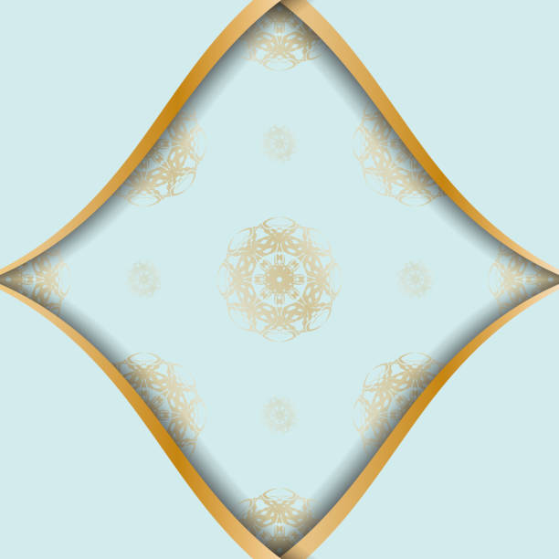 istock Aquamarine brochure with Indian gold ornaments is now ready for printing. 1349034078