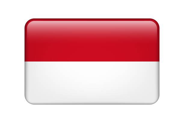 istock Indonesia National flag. Vector icon. Glass button for web, app, ui. Glossy banner. 1349034107