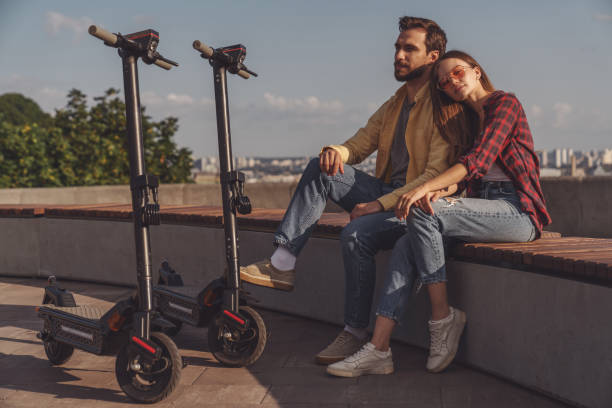 istock Walk on an electric scooter 1349036684