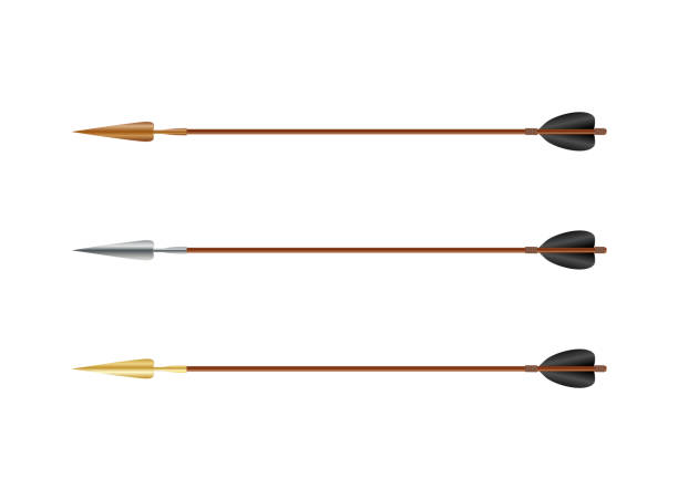 istock Golden, brass and steel arrow set, vector illustration 1349042934