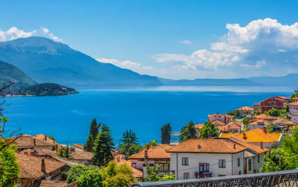 The Panorama of lake Ohrid and old town Macedonia, Balkans