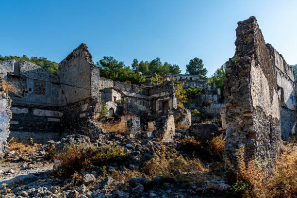 istock Abandoned Kayakoy (Levissi Village, Karmylassos) stone houses 1349044608